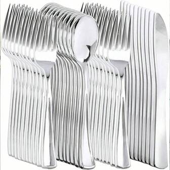 150/75/50/25pcs Silver Plastic Cutlery Set, Knife/Spoon/Fork, Cake, Salad, Pasta, Dessert, Appetizer, Elegant Reusable Dinnerware Set, Suitable For Valentine's Day Party, Wedding, Luncheon, Family Gathering, Engagement Party, BBQ, Dinner, Reunion, Birthday, Holiday, Retirement Celebration, Outdoor Picnic, Buffet, Catering, And More! (Multiple Size Combinations Available, Suitable For Various Group Sizes)