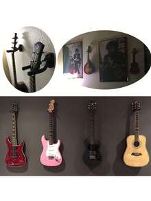 6/5/4/3/2/1 Pc Guitar Wall Mount Hanger, 4pcs Guitar Holder Wall Mounted Display Rack With Screws - Easy Installation - Fits Various Size Guitars, Bass, Mandolin, Banjo, Ukulele - Multicolor - View 6