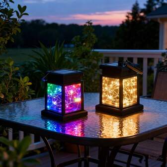 1PC Solar Retro Decorative Lantern String Lights For Family IP65 Outdoor Garden Patio Villa Use Holiday Party Scene Christmas Halloween Atmosphere Light Landscape Decoration