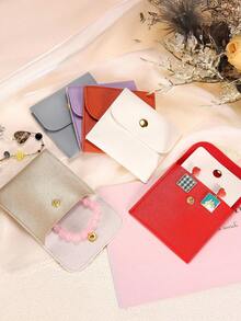 1 pièce Pochette de rangement portable pour bijoux, boucles d'oreilles, bagues et colliers. Cadeau pour la petite amie, essentiel de voyage - Beige - Voir 7