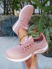 2025 New White Mesh Breathable Lightweight Sports Shoes, Women's Casual Sneakers, & Versatile Running Shoes - Pink - View 17