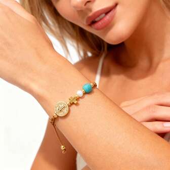 1 pieza Pulsera de estilo bohemio con cuentas de cobre minimalista, pulsera de cruz, pulsera de Jesús, pulsera de perlas de imitación blancas, pulsera de piedras semipreciosas, pulsera de cuentas doradas, pulsera tejida ajustable, pulsera de la suerte, pulsera apilable, pulsera de pareja, regalo para amigos, regalo de cumpleaños, regalo para hermanas, regalo familiar, regalo del Día de San Valentín, regalo de Navidad, regalo para nueva madre