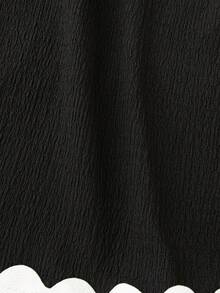 2pcs Girls Casual Sleeveless Top And Long Pants Set, Fashion Ribbon Splice Back Raindrop Buckle, Summer - Black - View 6