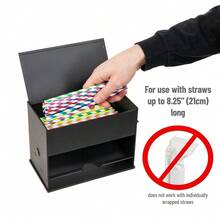 Straw Dispenser, Pencil Dispenser, Plastic, 8.5"L X 5"W X 6.5"H, Black - 預設 - 查看 4