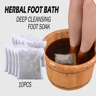 10 件装天然足浴泡脚剂，独立包装，富含草本精华，舒缓足部，睡前泡脚的理想之选，减少异味，秋冬季居家护理套装，圣诞节、万圣节和生日的理想礼物。