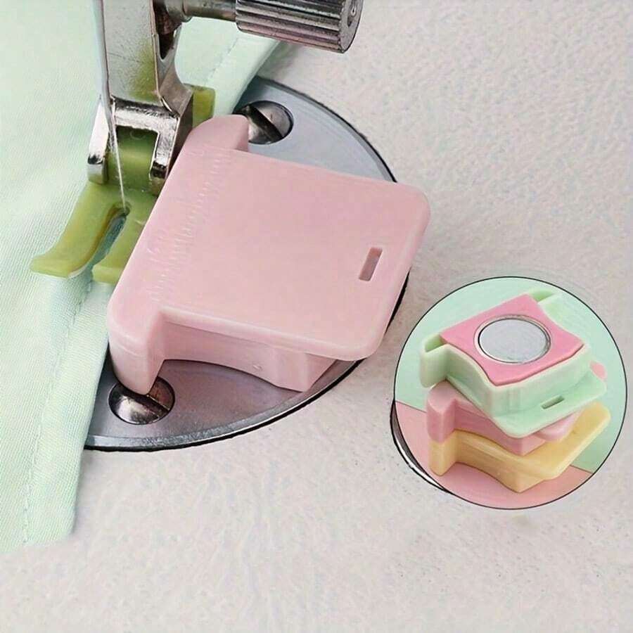 1pc Magnetic Sewing Guide - Non-Slip Fabric Protector, Strong Magnet And Durable Plastic For Precise Sewing & Splicing - 粉色 - 查看 1
