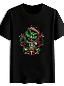 Majestic Christmas Cathedral Night Tee With Deep Glow Stained Glass Snowfall Light Beams And Holy Seasonal Serenity Suitable gifts for Christmas (Día de Reyes/Año Nuevo/Día de la Candelaria) - Negro - Ver 2