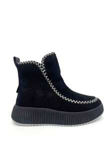 2026 Autumn/Winter New Thick-Soled Slip-On Snow Boots, Warm Lined Closed-Toe Slippers For Women - Black - View 8