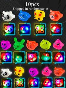 1/10/20 件发光动物亚克力戒指发光戒指派对礼物玩具闪烁 LED 灯在黑暗中发光婚礼派对夜总会酒吧音乐会俱乐部派对用品，派对用品非常适合婚礼、派对、生日、音乐节、狂欢节和其他庆祝节日活动、圣诞节（注意：随机混合） - 動物手指燈 - 查看 6