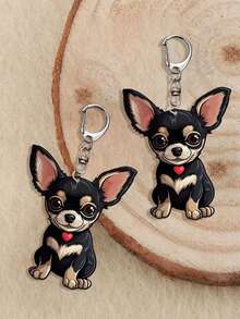 Móc khóa acrylic hình chó Chihuahua đen trắng dễ thương - Giúp tránh mất chìa khóa - Mặt dây chuyền hình động vật hoạt hình với khóa càng cua, phụ kiện ba lô thời trang và lựa chọn quà tặng, đồ trang trí hình chó, móc khóa hình chó, làm từ chất liệu PVC, in hai mặt, hình ảnh rõ nét, màu sắc sống động, khóa càng cua. - Nhiều màu - Xem 7