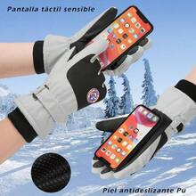 Guantes para Fro Hombre y Mujer, Guantes Termicos, Guantes Impermeables para Nieve, Funcin de Pantalla Tctil, Antideslizante, Adecuado para Esquiar, Escalar Montaas, Cmping, Motocicletas. - M + Gris - Ver 5