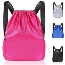 Drawstring Bags, Unisex Large Sports Backpack String Drawstring PE Bags For Men & Women, Sports Gym, Travel, Swimming, Holidays, Climbing, Hiking, Beach, Large Daypack, School Bag - Màu Hồng Tươi - Xem 8