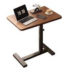 Overbed Table With Hidden Wheels Adjustable Bed Side Table And Rolling Bed Table TrayandLaptop Table For Living Room Bedroom Bathtub Small Spaces - Walnut - View 1