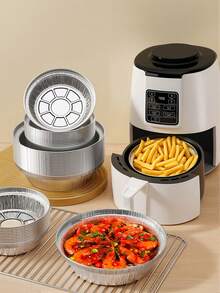 50pcs Air Fryer Paper, Tin Foil Bowls, Tin Foil Plates, Household Electric Ovens For Baking Tin Foil Bowls, Oil Paper, High-Temperature Resistant Tin Foil, Very Suitable For Use In Parties And Holidays For Seemingly Frying Things, Suitable For Kitchens, Dormitories, Outdoors, Packaging, Can Be Heated With Open Flames