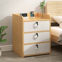 Buró Mesa De Noche Moderno Con 3 Cajón De Cerradura Recámara - Maple - Ver 1