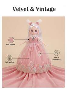 11.81英寸（30厘米）23关节可动BJD娃娃，公主换装裙，角色扮演服装套装，DIY玩具，生日和节日礼物 - 彩色 - 查看 3