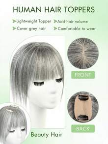 Women's Human Hair Topper Piece - Long Straight Dark Brown (16-18 Inch) Natural Look Hairpiece For Bald Spots & Thinning Hair - Multicolor - View 6