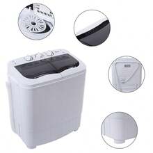 Compact Twin Tub With Built-In Drain Pump XPB35-188S 14.3(7.7 6.6)Lbs Semi-Automatic Gray Cover Washing Machine - View 5