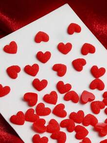 50pcs Red Heart Shaped Nail Art Decorations, Sugar Effect, DIY Nail Jewelry Accessories For Valentine's Day - Red - View 4