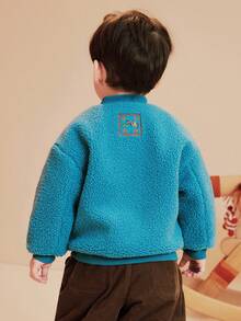 mini bala Kids Faux-Fur Warm Jacket New Chinese Style Horse Year Coat 2026 Winter New Year - Lake Blue - View 3