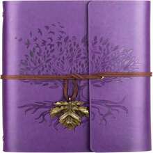 Billtigif PU Leather Journal Notebook, Refillable Travel Vintage Writing Journals Diary, Gifts For Women, Men, Teen Girls And Boys, 100GSM Lined Paper,160 Pages(Purple, A5 9.2" X 6.5") - ColorD - 查看 1