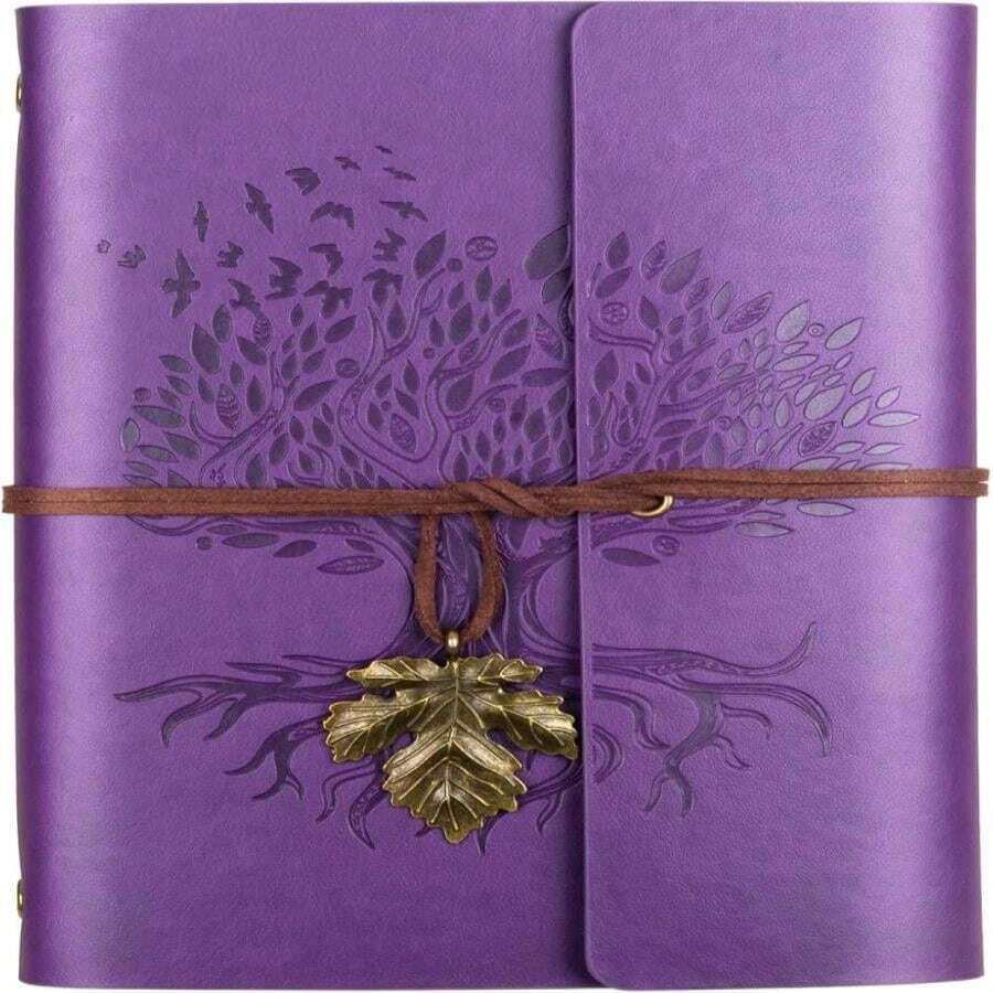Billtigif PU Leather Journal Notebook, Refillable Travel Vintage Writing Journals Diary, Gifts For Women, Men, Teen Girls And Boys, 100GSM Lined Paper,160 Pages(Purple, A5 9.2" X 6.5") - ColorD - 查看 1
