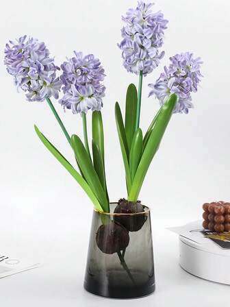  리얼 터치 인공 히아신스 줄기, 가정 장식, 결혼식 준비, 테이블 중앙 장식품 & 사진 소품, 발렌타인데이를 위한 실물과 같은 모조 꽃