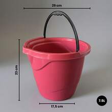 7.5 Liter Cleaning Bucket Set + Dish Soap Dispenser Sink Organizer For Home Use - 3 Buckets + 1 Red Detergent Dispenser - View 3