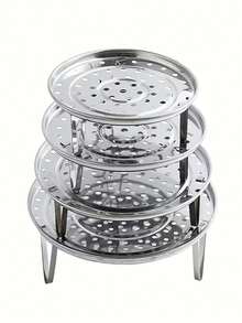 1/4pcs Stainless Steel Steamer Rack - Multi-Hole Design, Detachable With Steamer Feet, Easy To Clean, 4 Sizes Suitable For Home Use - Perfect For Steaming Vegetables And Seafood, Kitchen Essential|Modern Kitchenware|Cookware - Silver - View 2