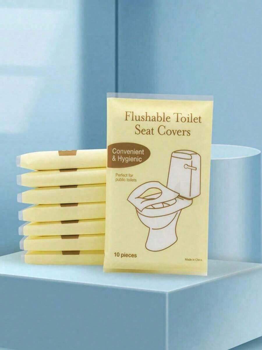 60 Pack Disposable Toilet Seat Covers, Thickened Waterproof Portable Toilet Covers For Travel Public Restroom - 10片 - 查看 1