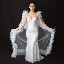 新娘雪纺披肩，白色薄纱披肩，适合正式场合、招待、表演、摄影