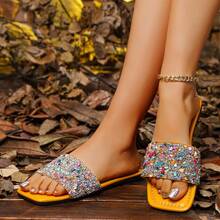 Fashionable Versatile Chic Vacation Style Slip-On Comfortable Flat Beach Sandals - Yellow - View 13
