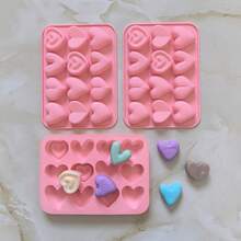 2pcs 12-Cavity 6 Styles Heart Shaped Silicone Mold, DIY Chocolate, Candy, Pudding, Dessert, Cake Decor, Cookie Baking Mold - Dusty Pink - View 5