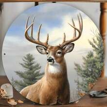 Morning Glory Deer 8x8 Round Metal Wall Art - Vintage Iron Sign Home, Bar, Garage, Club, Restaurant & Cafe Decor, Room Decor - 多色的 - 查看 8