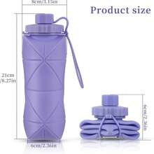 Outdoor Sports Silicone Water Bottle, Portable Travel Storage, Extra Large Capacity, Foldable Water Cup, Mini Telescopic Cup. - 灰色 - 查看 6
