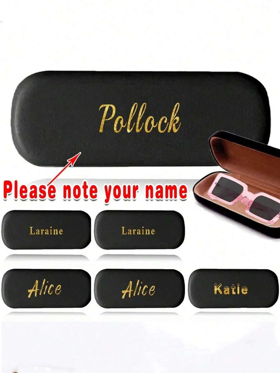 1pc Custom Name PU Leather Glasses Case, Personalized Sunglasses Case, Customized Glasses Case Hard Shell, Customizable Eye Glasses Case,Eye Glass Cases Men Hard, Cute Glasses Case