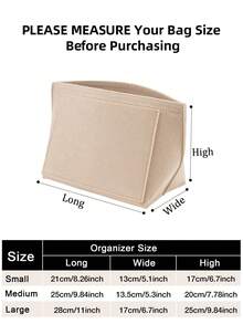 Felt Insert Bag For Le Pliage Tote Handbag Liner Bag Multi Pocket Felt Cloth Bag Support Travel Portable Insert Purse Organizer With Zipper Storage School Supplies