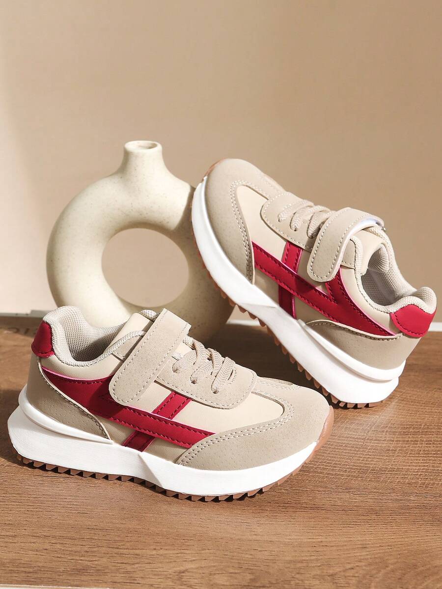 2024 Spring/Autumn Popular Kids Sports Shoes, Leather Upper Retro Chunky Sneakers, Soft Sole Non-Slip For Boys & Girls, Casual Shoes For Toddlers 1 Pair Fashion & Comfortable Girls Sports Shoes, Boys Outdoor Non-Slip Versatile Running Shoes, Suitable For School, Sports, All Seasons, Toddler Walking Shoes, Christmas Gift - Khaki - View 1