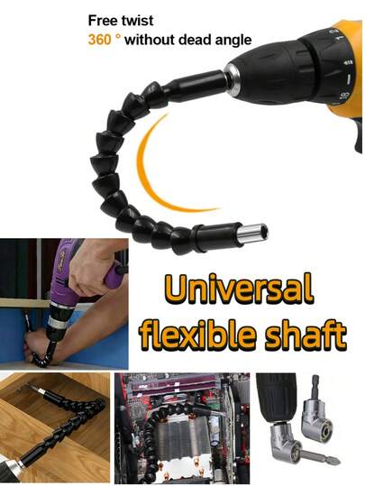 1pc Universal Flexible Drill Extension Shaft, Electric Screwdriver Drill Adapter: 360° Multi-Angle Connection Rod, Suitable For Precise Drilling In Narrow Spaces, Compatible With Any Drill Bit - No External Power Required, Essential Tool For Home Decor And Construction Renovation. (Random Style Shipped)