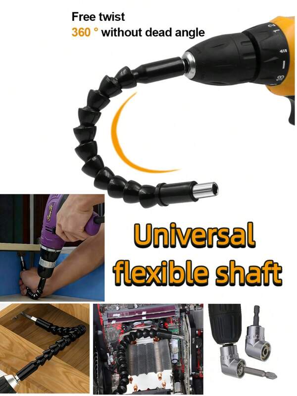 1pc Universal Flexible Drill Extension Shaft, Electric Screwdriver Drill Adapter: 360° Multi-Angle Connection Rod, Suitable For Precise Drilling In Narrow Spaces, Compatible With Any Drill Bit - No External Power Required, Essential Tool For Home Decor And Construction Renovation. (Random Style Shipped)