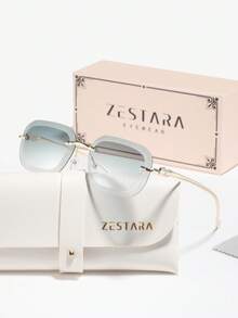 1 Pair Women's Metal Frame Rectangular Fashion Glasses, Street Style, Versatile And Elegant, Suitable For Casual Outings, Afternoon Tea, Blogger Street Photography - Gold - View 4