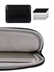 1pc Crocodile Grain PU Leather Laptop Sleeve, Polyester Laptop Bag, Waterproof Laptop Inner Sleeve, Suitable For Galaxy Book Flex (Black) - Black - View 9