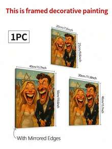 1pc Customized 2D Flat Frame Canvas Wall Art, Cartoon Portrait Painting, Exaggerated Funny Anime Character Portrait Wall Decor, Ideal Gift For Couples, Friends, Family, Pets, Office & Home Decoration - Multicolor - View 4