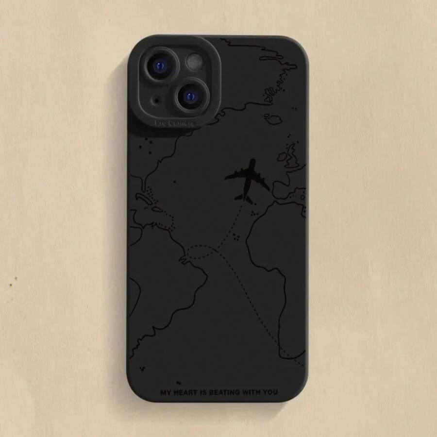 Reise-inspirierte Flugzeugroute Desian Handyhülle für iPhone 15 14 11 12 13 16 Pro Max Mini 7 8 Plus X XR XS Max 16E SE Weiche Hülle - Kleinblau - Übersicht 1