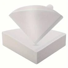 50/100张 V02（2号）锥形咖啡滤纸，天然/漂白纤维，加厚抗撕裂，适用于手冲咖啡机，容量1-4杯，适用于咖啡和茶，居家/办公/旅行/咖啡馆必备，跨境咖啡用品 - 彩色 - 查看 2