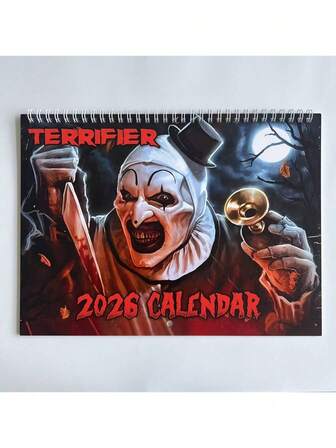 1pc Horror Clown Calendar, Horror Themed Design Style Wall Calendar, Perfect Choice For Horror Fans