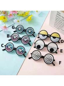 1pc Creative Funny Rotating Eyeball Round Frame Glasses, Selfie Entertainment Activity Prop, Unique Gag Party Glasses