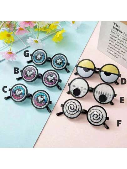 1pc Creative Funny Rotating Eyeball Round Frame Glasses, Selfie Entertainment Activity Prop, Unique Gag Party Glasses