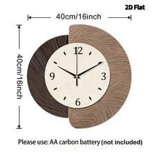 2D平面简约现代风格，撞色纹理圆形表盘挂钟，超静音石英机芯，无滴答声，适用于客厅、音乐室、卧室、厨房、咖啡厅装饰，是馈赠佳品和节日装饰的理想之选。 - 彩色 - 查看 20