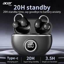 [官方正品] Acer OHR512 蓝牙耳机，带显示屏的耳挂式设计，充电盒，非入耳式 OWS 无线耳机，立体声低音，降噪，低延迟，佩戴舒适，适合学习、商务、运动、跑步、骑行，兼容手机、平板电脑、笔记本电脑等多种设备，推荐圣诞节和情人节礼物 - 黑色 - 查看 9